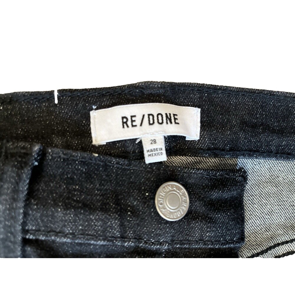 Re/Done womens 70s Stove Pipe Button Fly Jeans size 28 Black 28" inseam $265 - Picture 9 of 12
